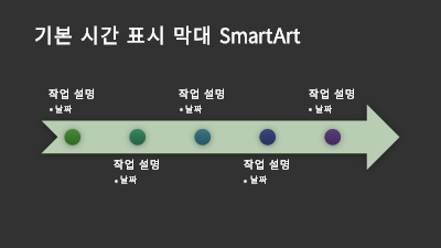 다이어그램|기본 시간 표시 막대 SmartArt(진한 회색 바탕에 흰색), 와이드스크린